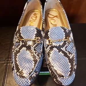 Sam Edelman Loraine Powder Blue Snakeskin Loafers